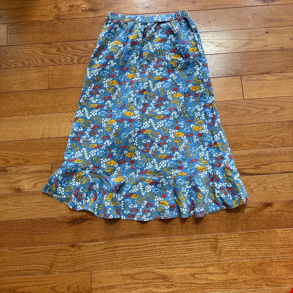 Toad&Co Blue Floral Maxi Skirt